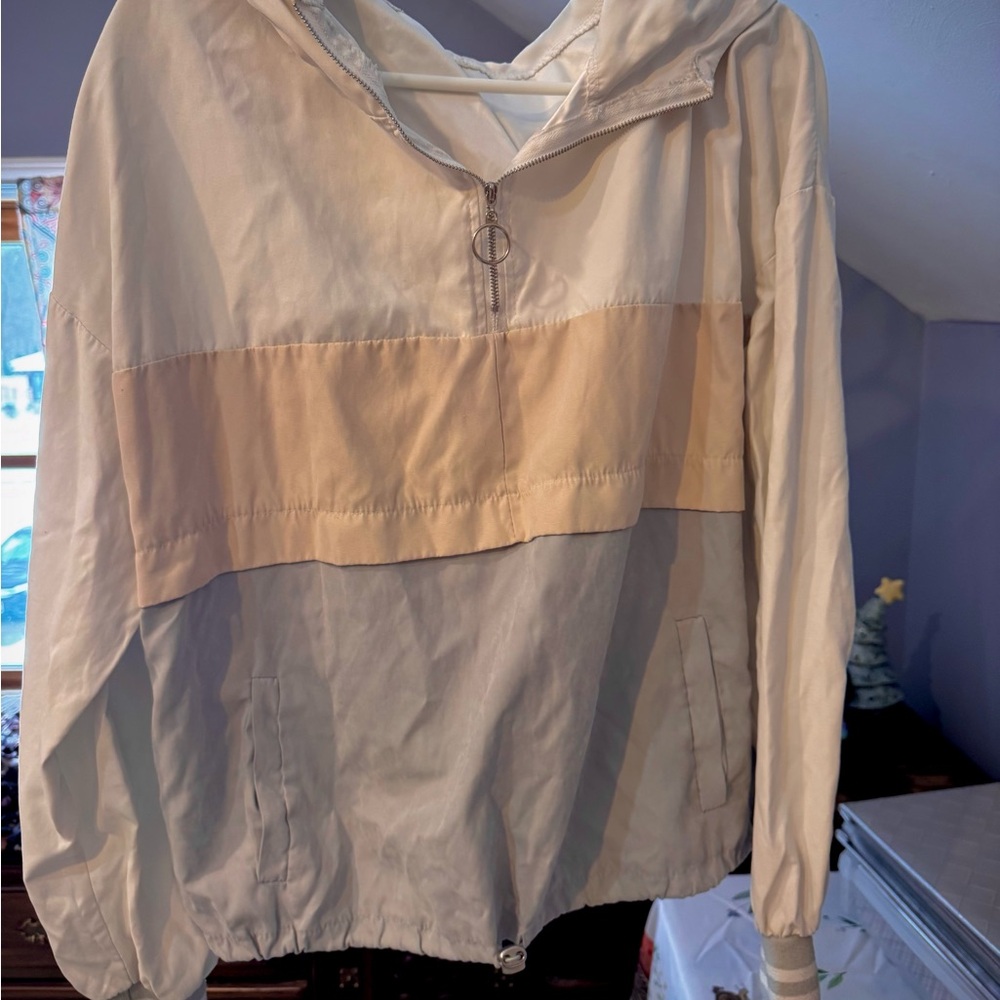 Women's Beige Hooded Utility Jacket